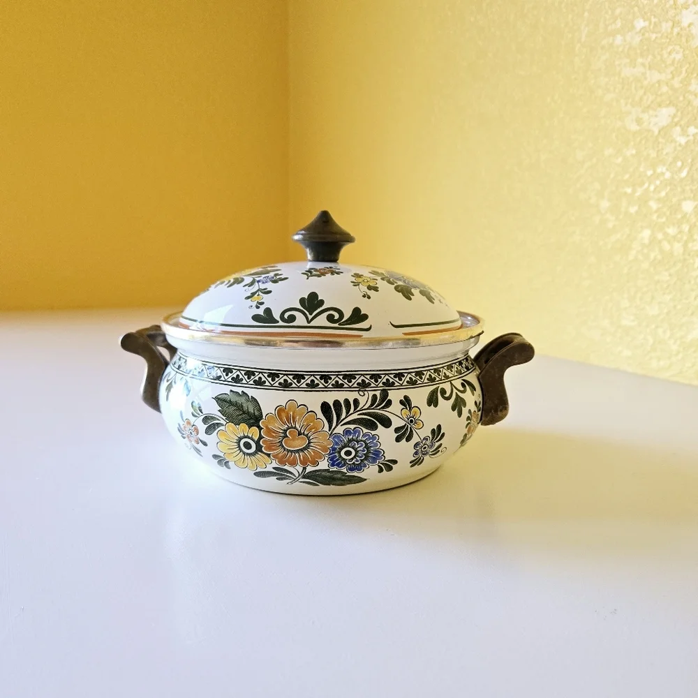 Villeroy & Boch Alt Amsterdam Florals: Metal Casserole & Lid 3Qt Enamel Dish Pan